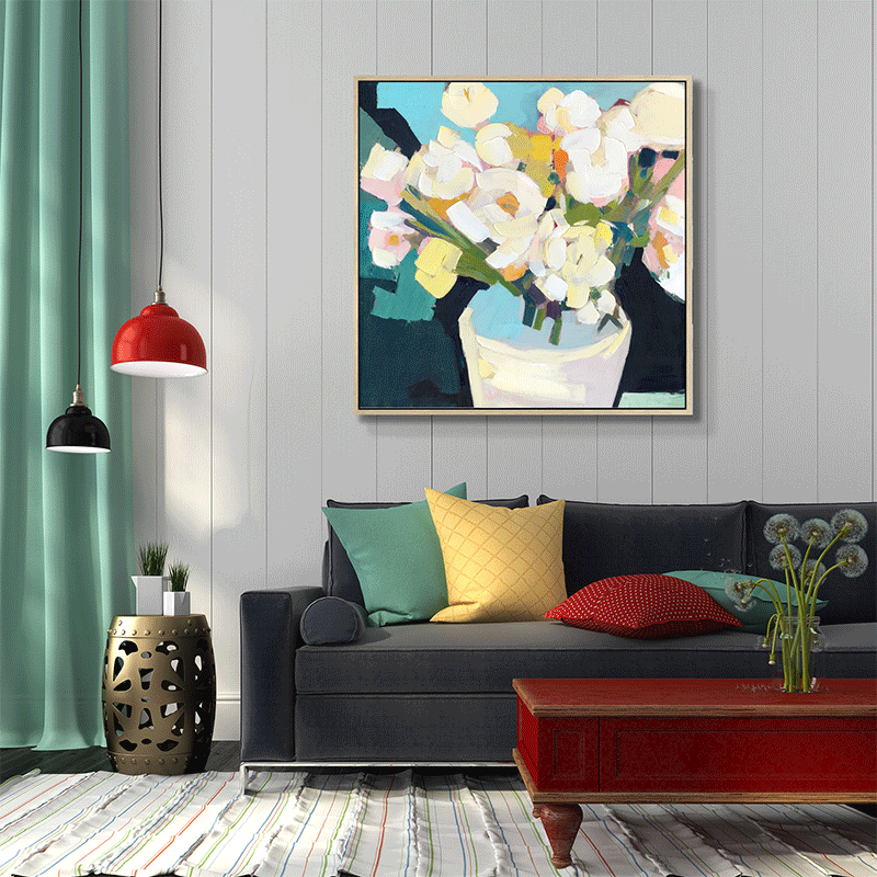 Flowers Displaying Art With Floater Frame