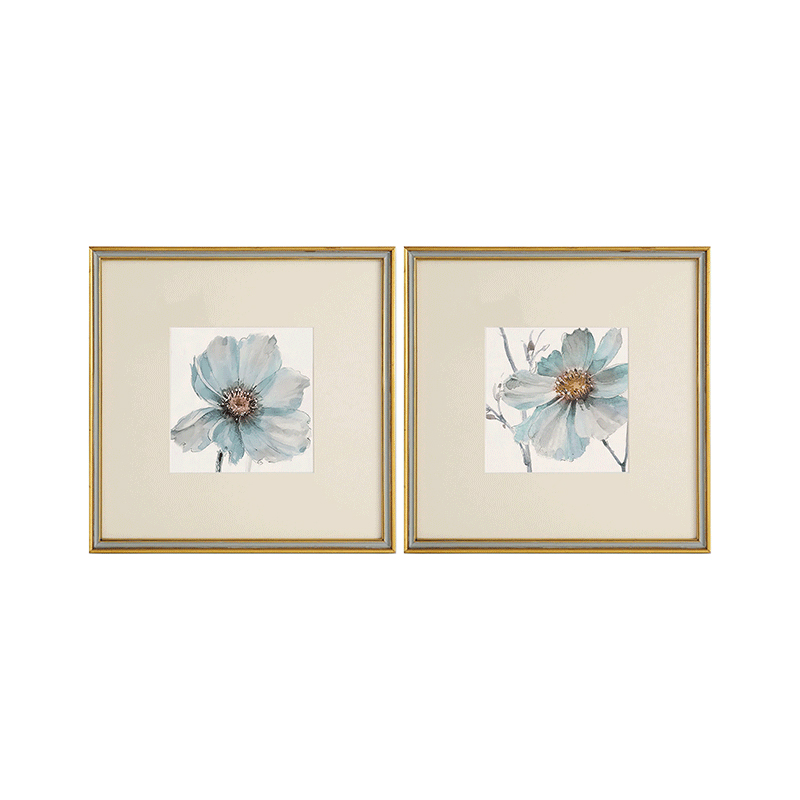 Set Of 2 Flowers Framed Underglass Art