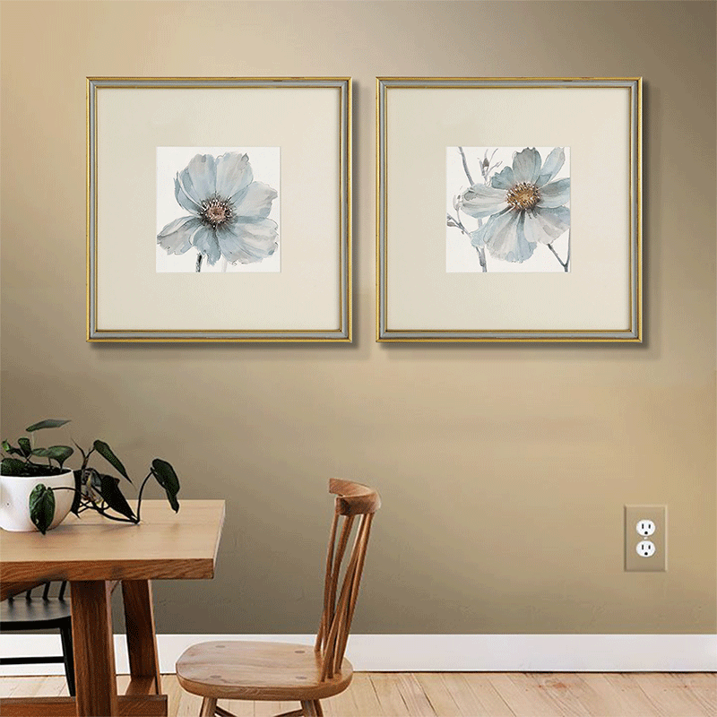 Set Of 2 Flowers Framed Underglass Art