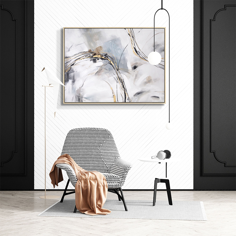 Swirling  Lines Art With Floater Frame