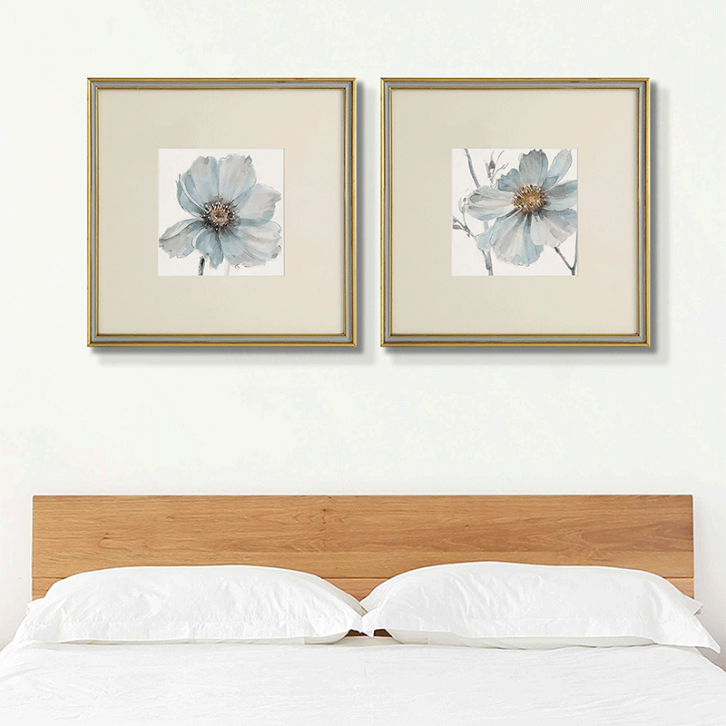 Set Of 2 Flowers Framed Underglass Art