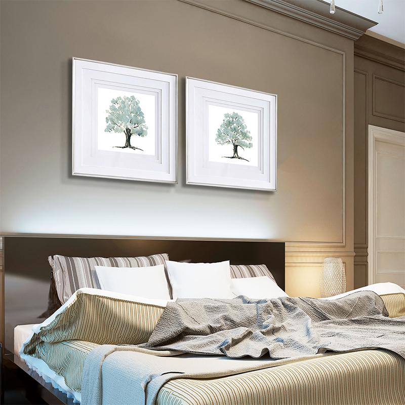 Set Of 2 Spring Trees Framed Underglass Art