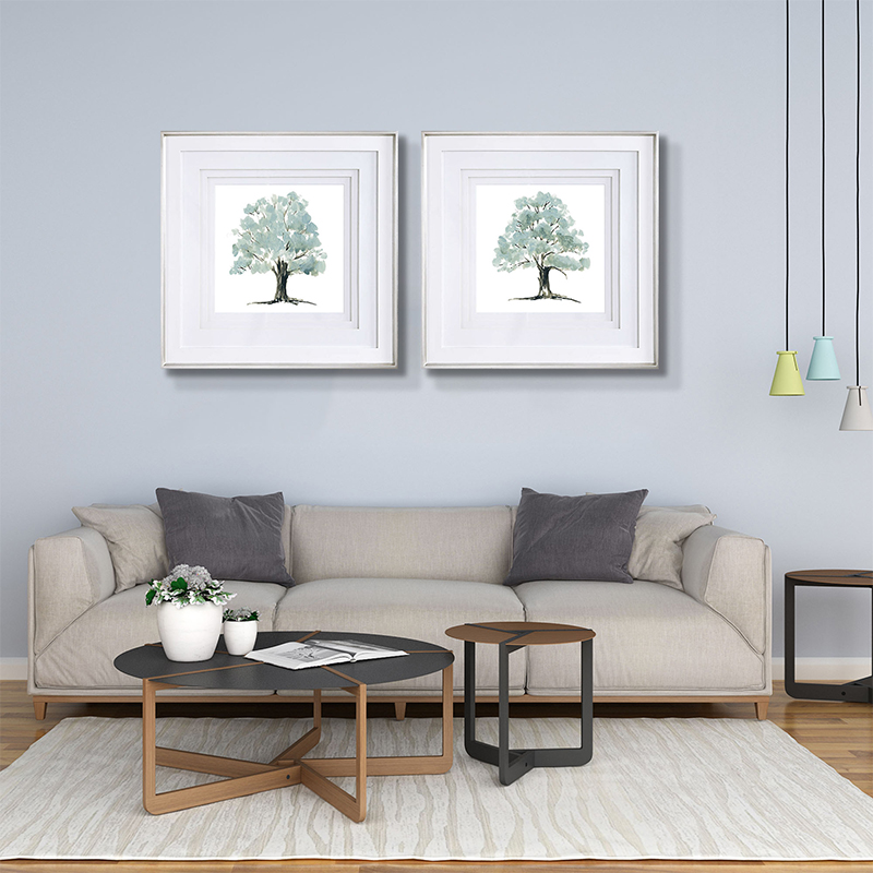 Set Of 2 Spring Trees Framed Underglass Art