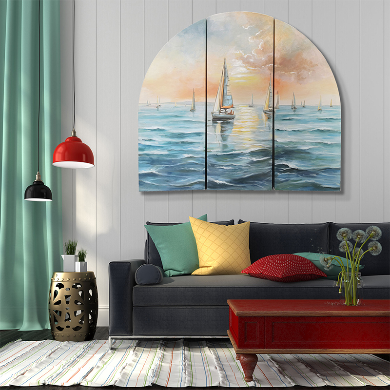 Set of 3 Sailing Boats Arch Art