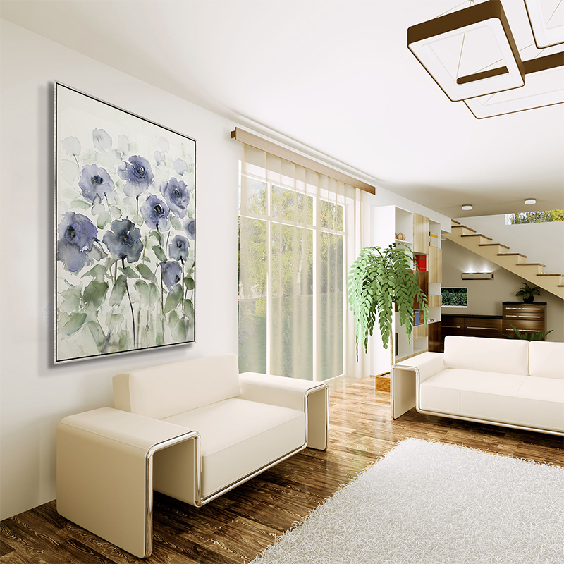 Purple Flower Art with Floater Frame