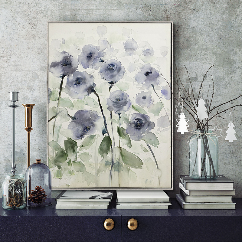 Purple Flower Art with Floater Frame
